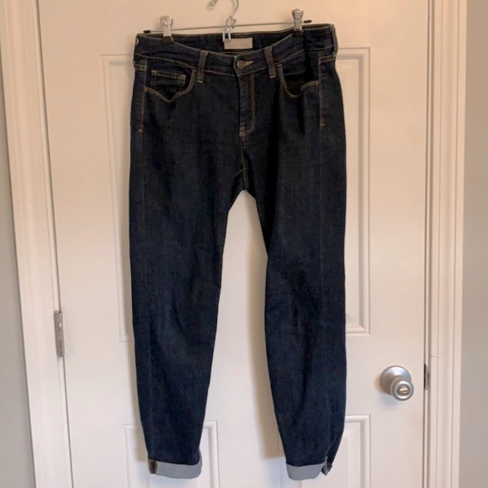 Banana Republic Factory cuff cropped ankle jeans denim dark wash